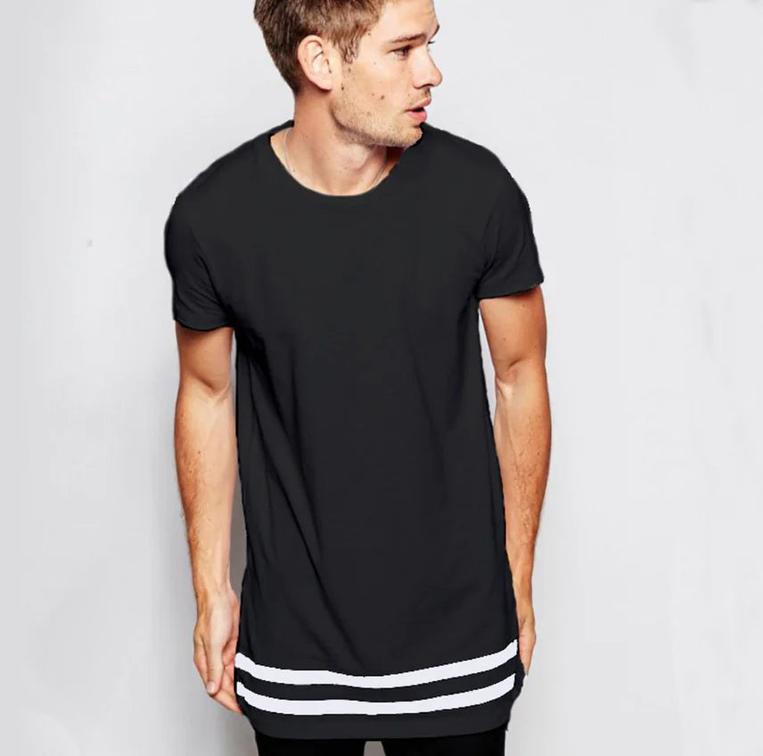 Printed Short Sleeve T-Shirts with Stripes and Round Neck