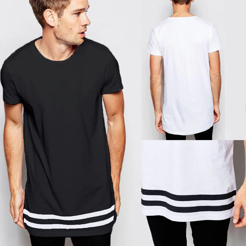 Printed Short Sleeve T-Shirts with Stripes and Round Neck