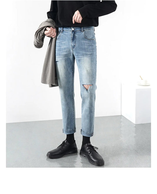 Lightweight Ripped Jeans for Men - Summer Style